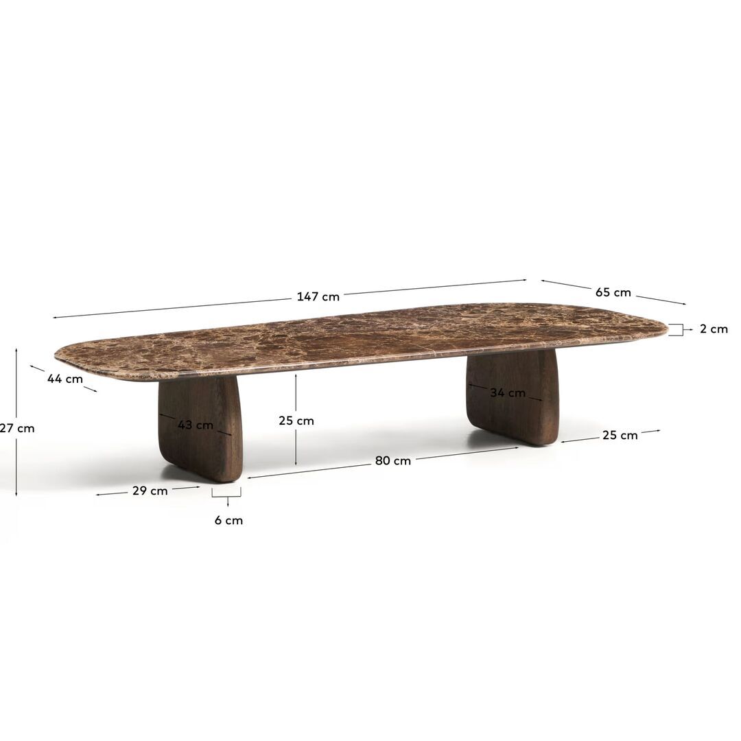 Kave Home Marmor Couchtisch Pirita von Kave Home Braun / Nussbaum Finish