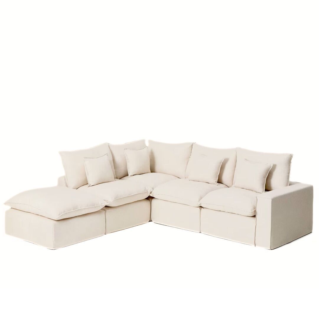 Kave Home Modulares 4-Sitzer Ecksofa Mit Pouf Anarela von Kave Home Links, Beige