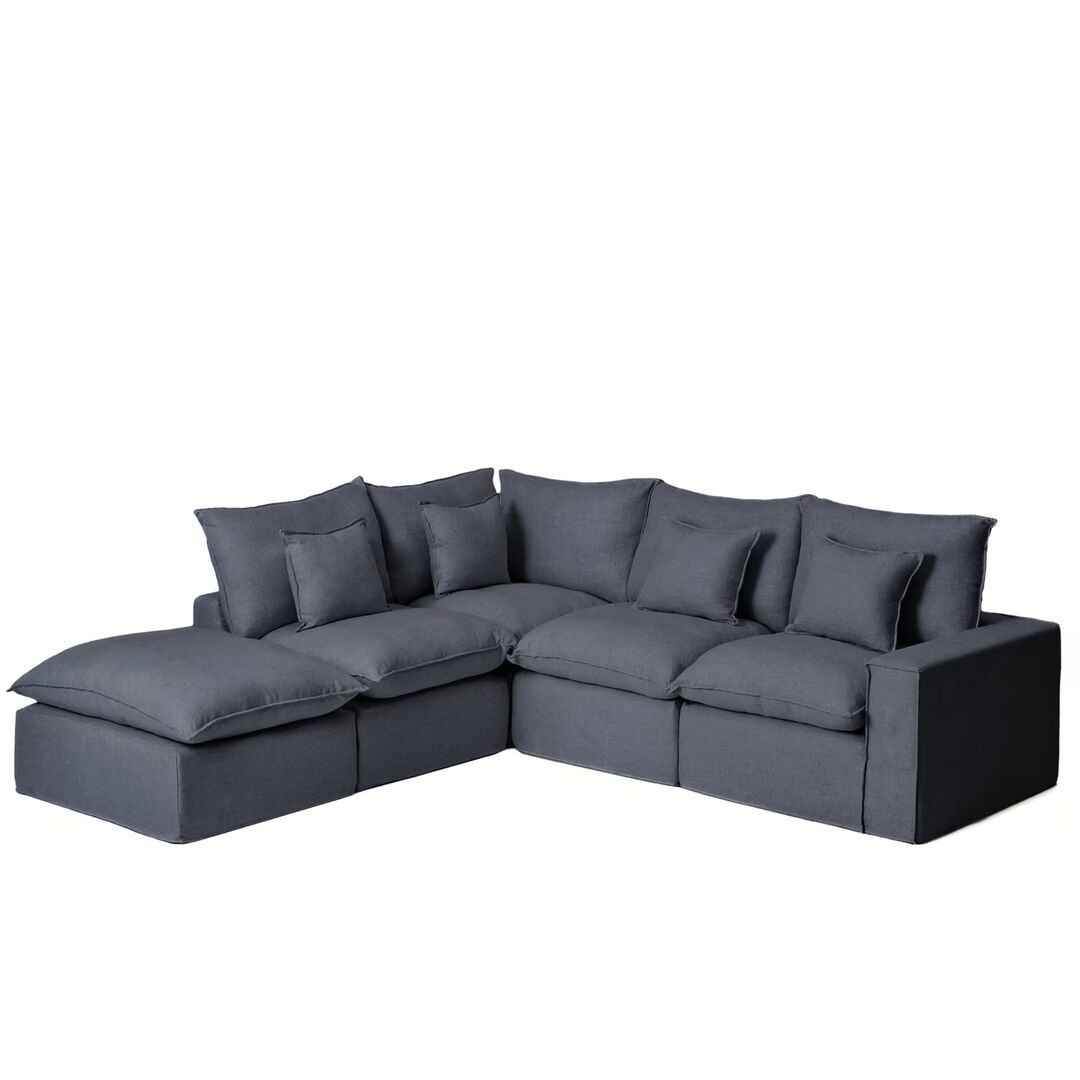 Kave Home Modulares 4-Sitzer Ecksofa Mit Pouf Anarela von Kave Home Links, Dunkelgrau