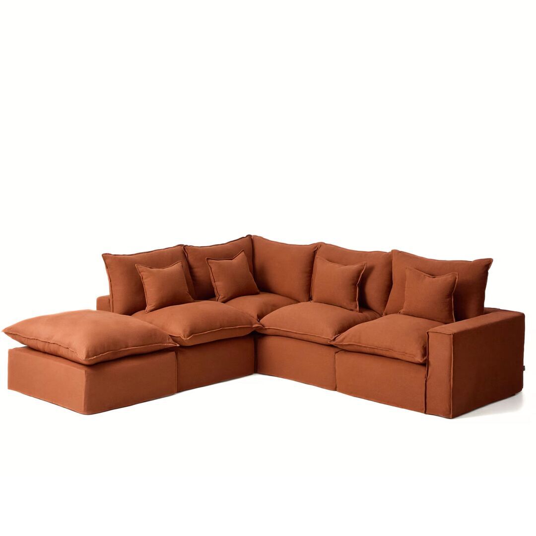 Kave Home Modulares 4-Sitzer Ecksofa Mit Pouf Anarela von Kave Home Links, Terrakotta