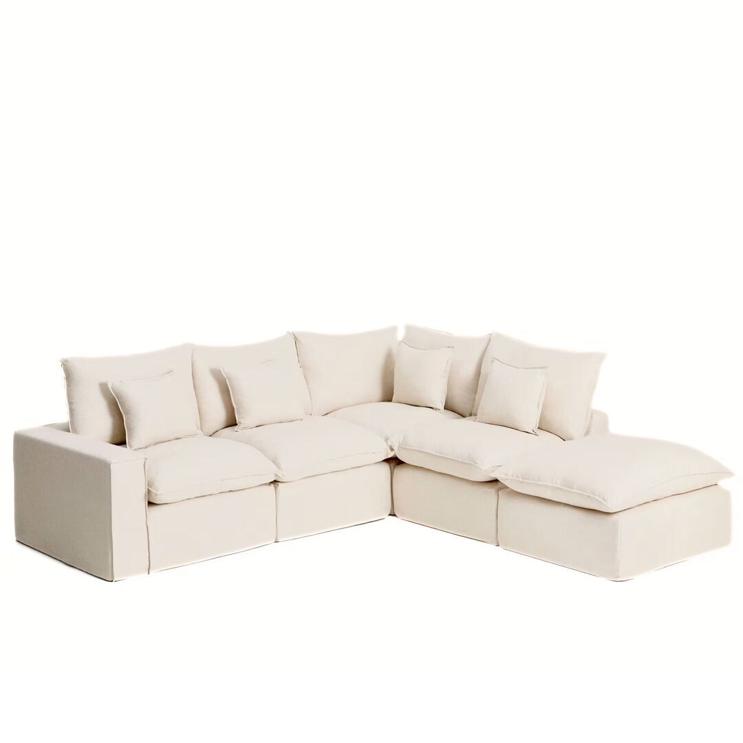 Kave Home Modulares 4-Sitzer Ecksofa Mit Pouf Anarela von Kave Home Rechts, Beige