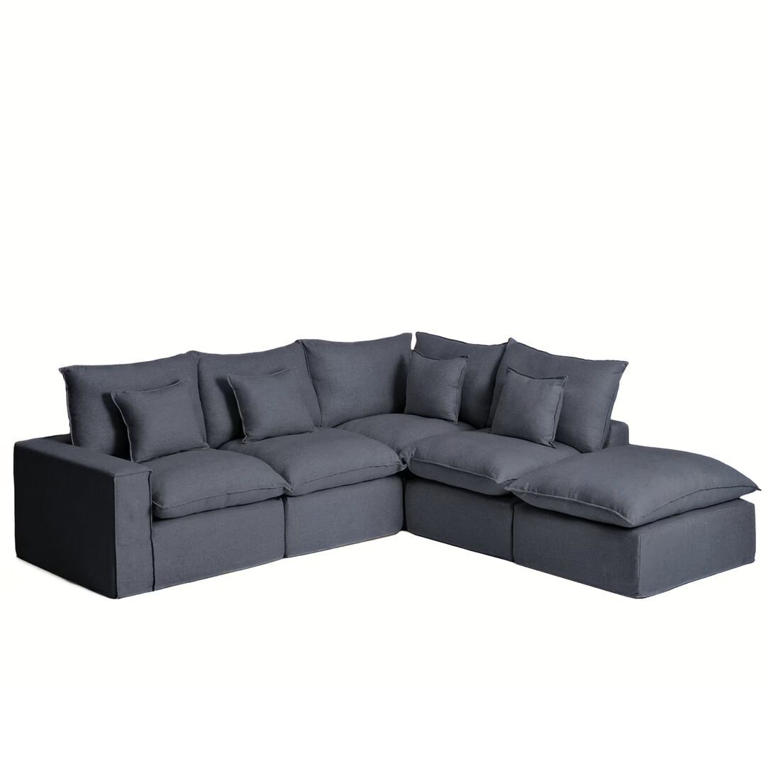 Kave Home Modulares 4-Sitzer Ecksofa Mit Pouf Anarela von Kave Home Rechts, Dunkelgrau