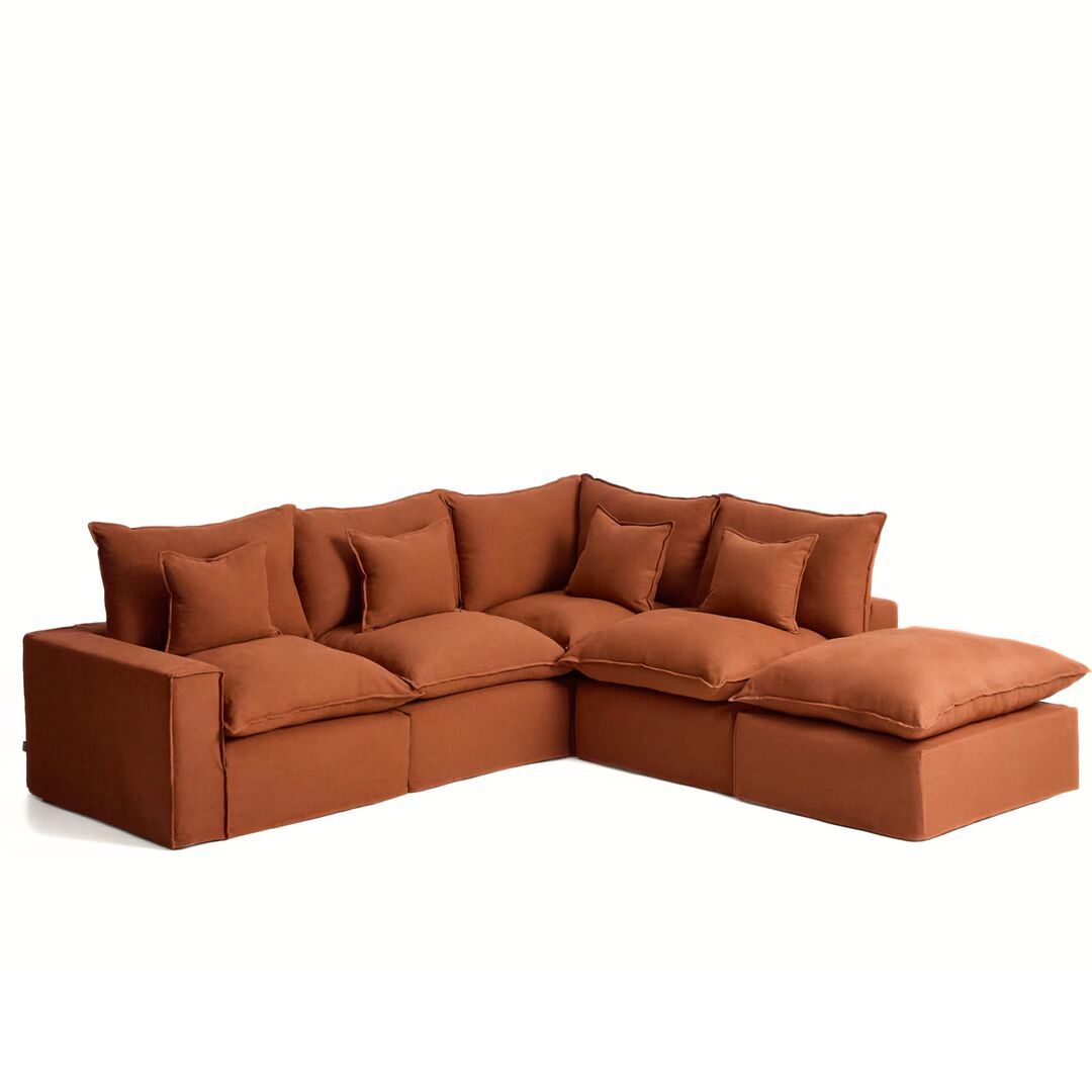 Kave Home Modulares 4-Sitzer Ecksofa Mit Pouf Anarela von Kave Home Rechts, Terrakotta