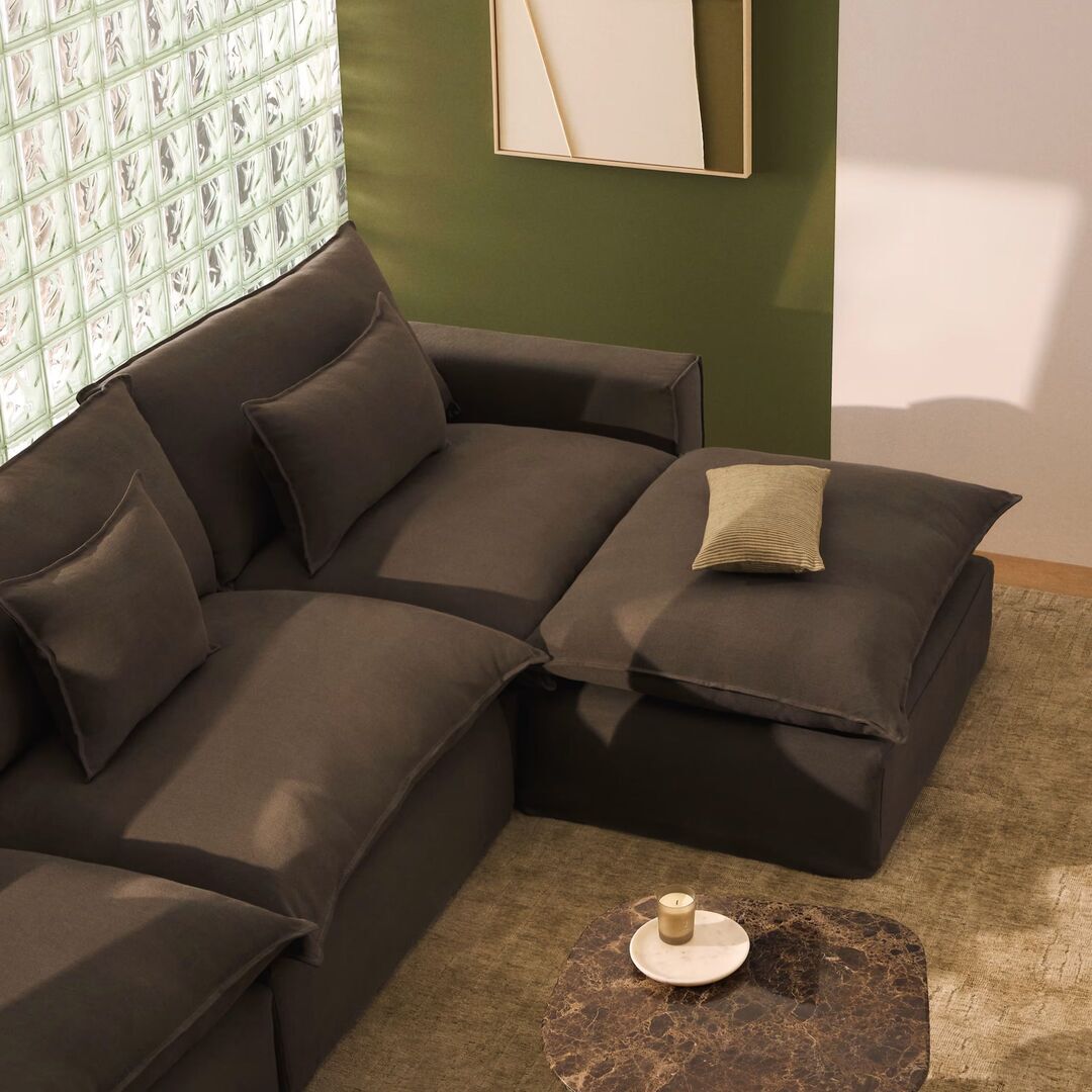Kave Home Modulares 4-Sitzer Ecksofa Mit Pouf Anarela von Kave Home Links, Taupe