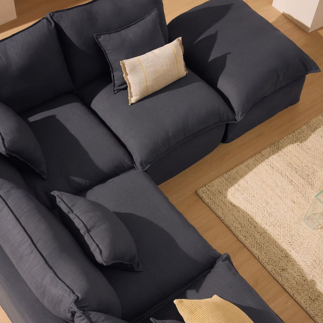 Kave Home Modulares 4-Sitzer Ecksofa Mit Pouf Anarela von Kave Home Links, Dunkelgrau