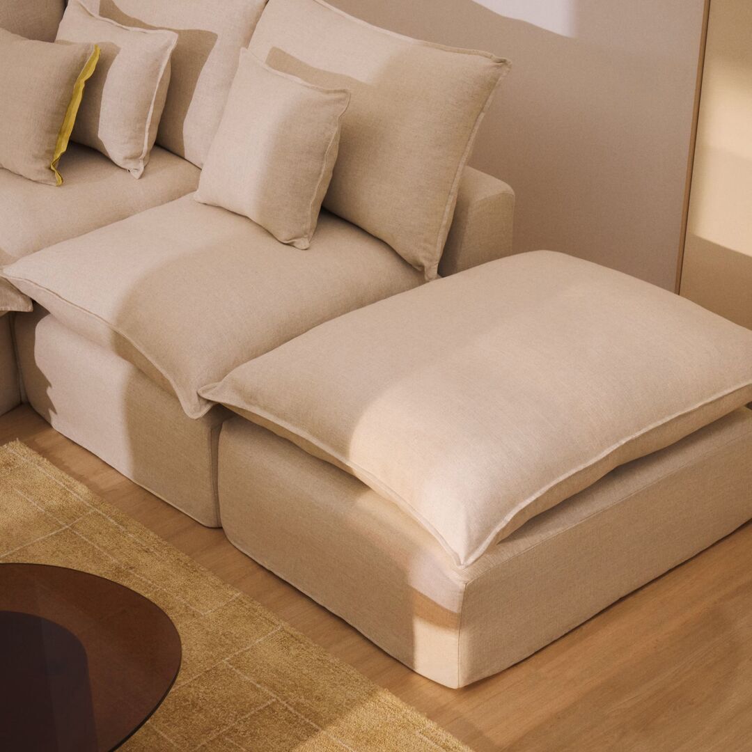 Kave Home Modulares 4-Sitzer Ecksofa Mit Pouf Anarela von Kave Home Links, Beige