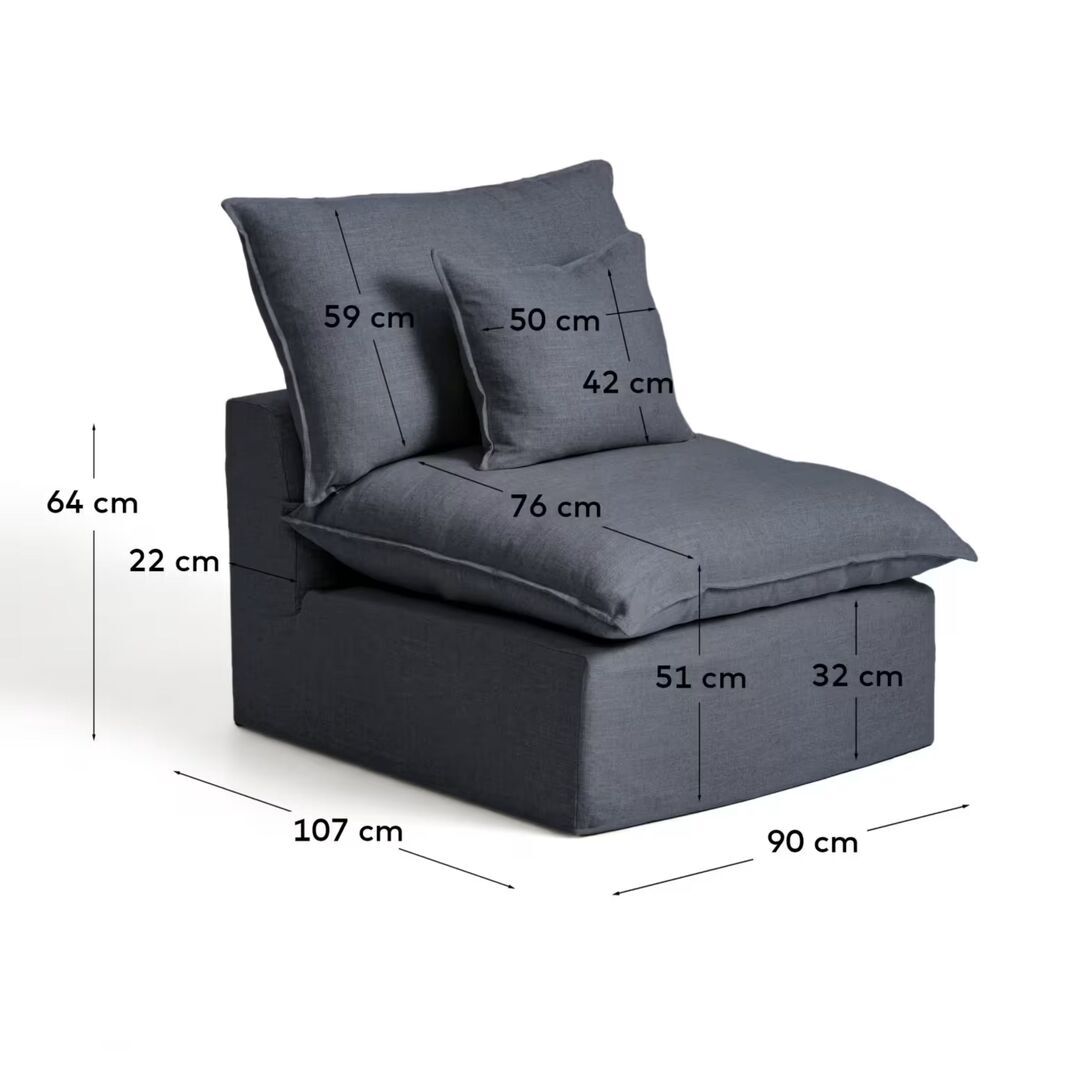 Kave Home Sessel Anarela von Kave Home B: 90 cm, Dunkelgrau