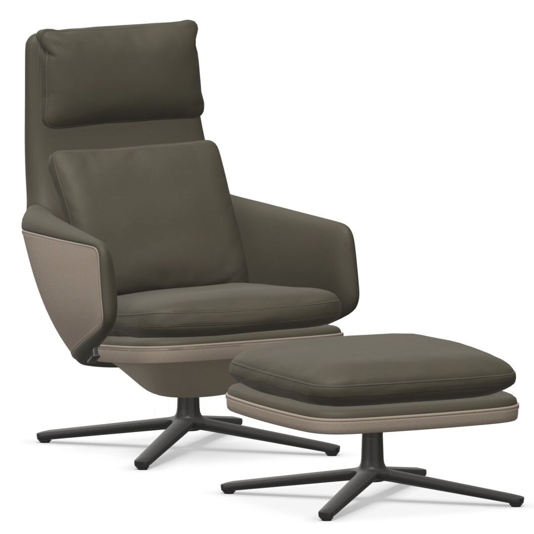 Grand Relax und Ottoman in Leder von Vitra -15 %