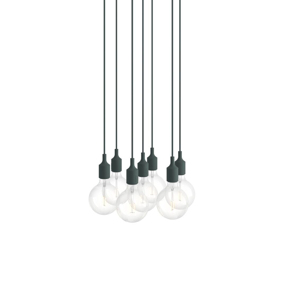Muuto Cluster Pendelleuchten E27 von Muuto Dark Green, 7 Lampen