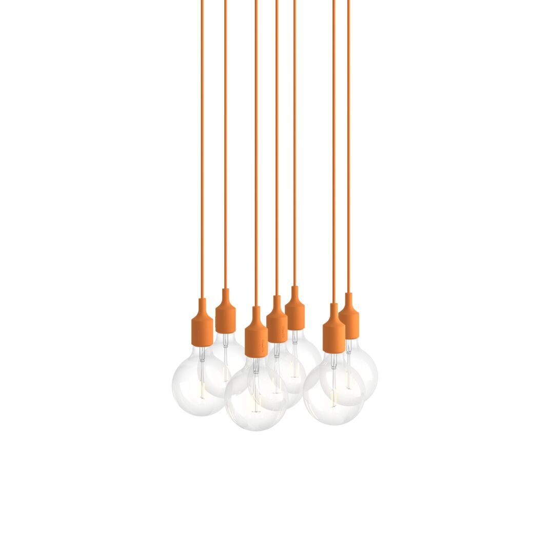 Muuto Cluster Pendelleuchten E27 von Muuto Light Orange, 7 Lampen