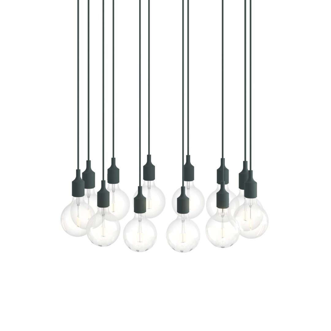 Muuto Cluster Pendelleuchten E27 von Muuto Dark Green, 12 Lampen