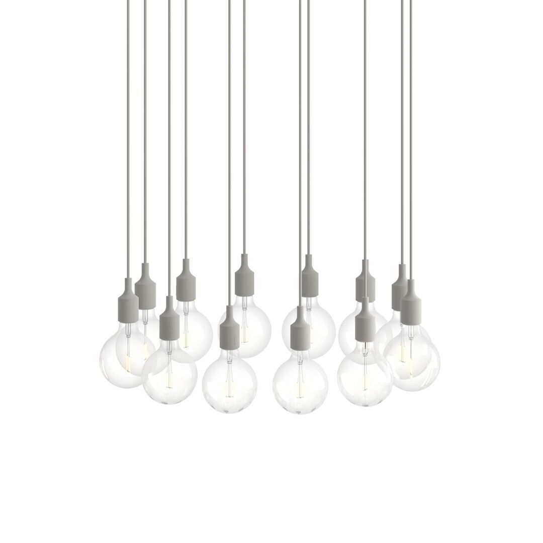 Muuto Cluster Pendelleuchten E27 von Muuto Light Grey, 12 Lampen