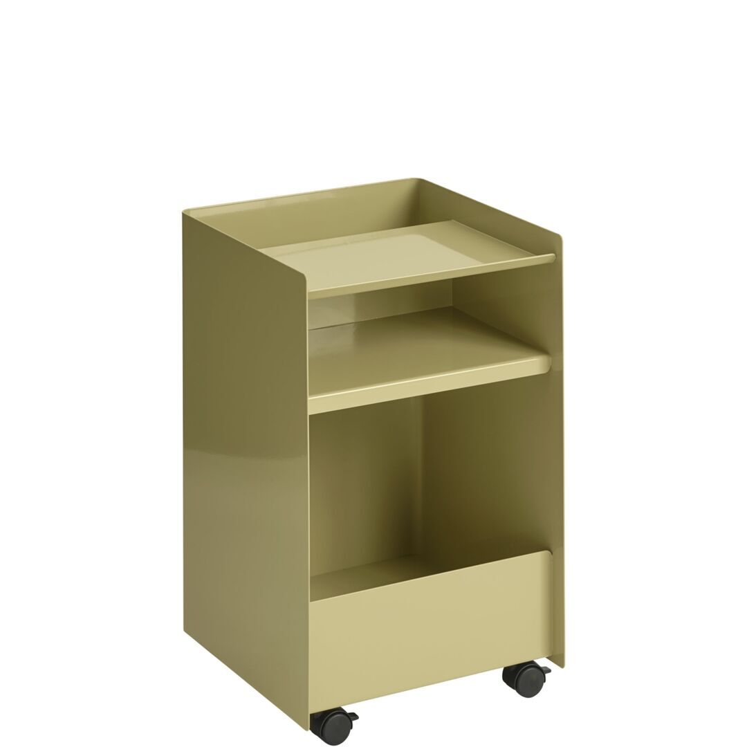 Muuto Rollcontainer Folded von Muuto Beige Green, Offen niedrig
