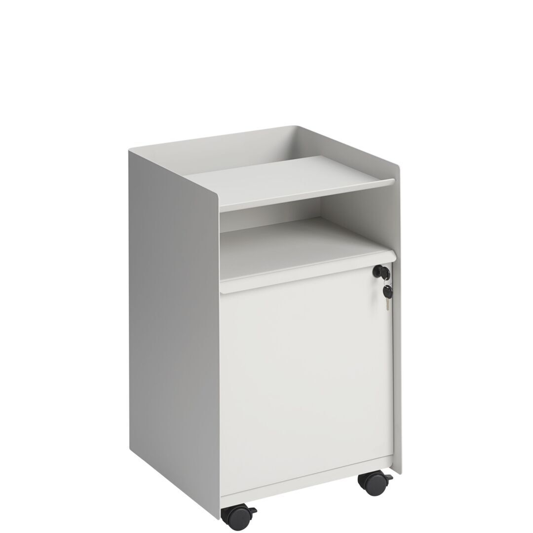 Muuto Rollcontainer Folded von Muuto Grey, Geschlossen niedrig mit Schloss