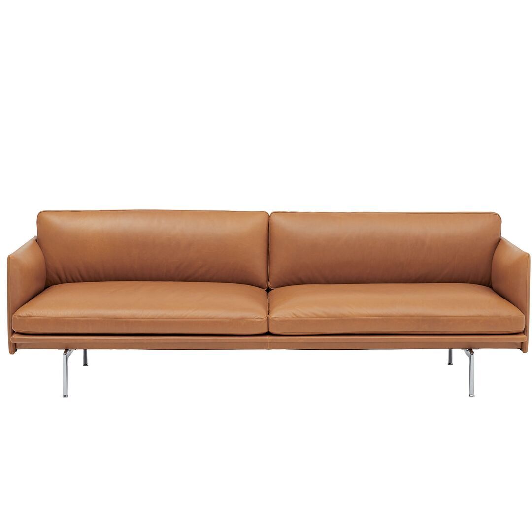 Muuto 3-er Sofa 'Outline' Refine Leder Cognac / Aluminium