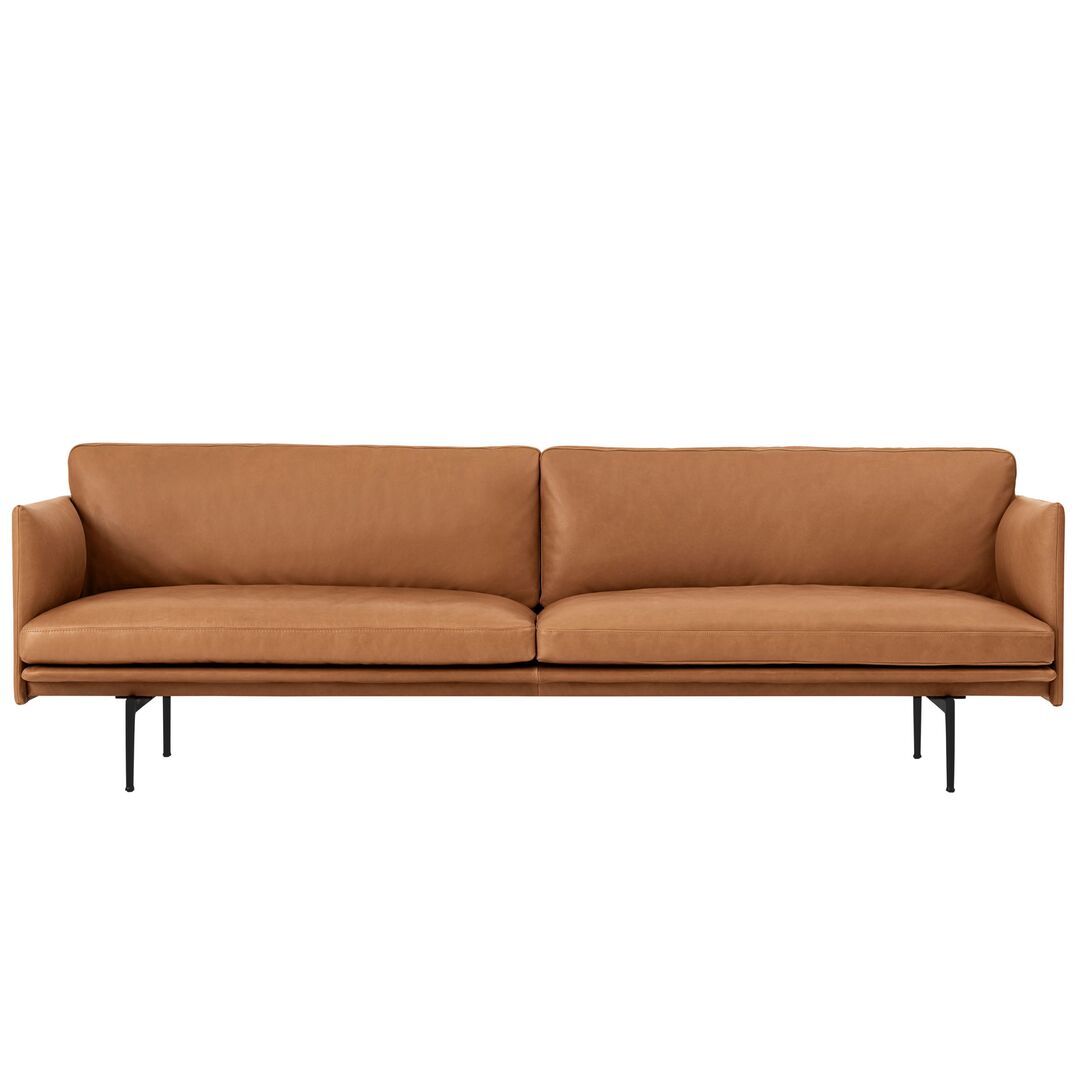 Muuto 3-er Sofa 'Outline' Refine Leder Cognac / Schwarz