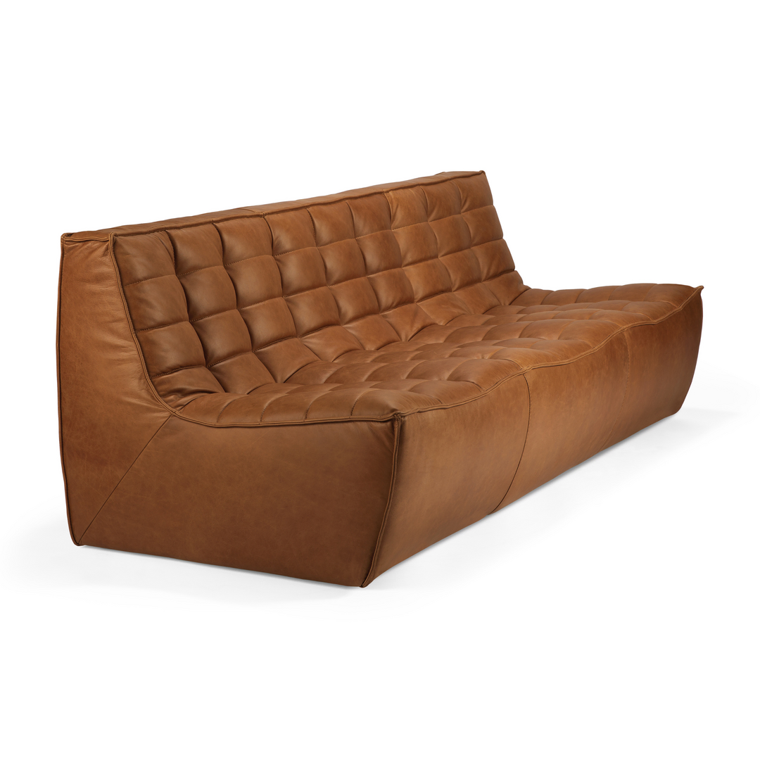 Ethnicraft N701 Modulsofa 3-Sitzer 3-Sitzer / B: 210 cm, Old Saddle - Anilinleder
