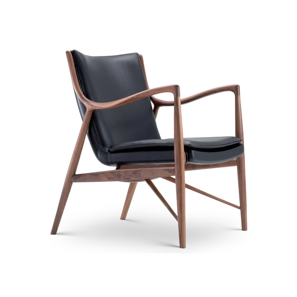 Einzelstück (Abholung) 45 Chair in Leder Schwarz - Nussbaum