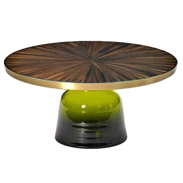 Coffee table with integrated straw marquetry Bell Side by ClassiCon 