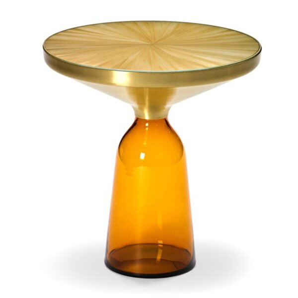 Side table with integrated straw marquetry Bell Side by ClassiCon 