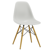 Lagerverkauf: Eames Plastic Side Chair DSW in Weiss / Ahorn gelblich
