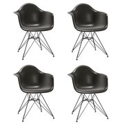 Lagerverkauf: 4er Set Eames Plastic Armchair DAR RE in tiefschwarz / basic dark von Vitra