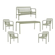 Palissade Dining im Set mit rechteckigem Tisch, 4 Stühlen und Bank