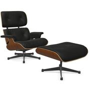 Eames Lounge Chair & Ottoman in Nussbaum Natur / Leder Premium F nero von Vitra