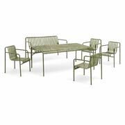Palissade Dining en set avec table rectangulaire, 4 chaises et banc