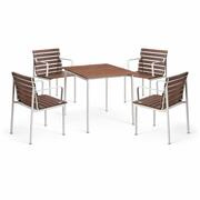 Traverse im Dining Set mit Gartentisch 75x83cm und Armlehnstühlen - 4 Personen von Hay