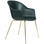 Gubi Stuhl 'Bat' Conic - Ungepolstert Brass Semi Matt, Dark Green, Plastikgleiter