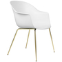 Gubi Stuhl 'Bat' Conic - Ungepolstert Brass Semi Matt, Alabaster White, Plastikgleiter