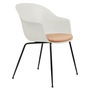 Gubi Stuhl 'Bat' Conic - Mit Sitzpolster Black Semi Matt, Alabaster White, Rehkitz Beige 208 - Velvet