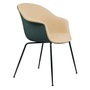 Gubi Stuhl 'Bat' Conic - Vorne gepolstert Black Matt, Dark Green, Auster 1032 - Velvet