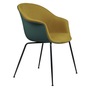 Gubi Stuhl 'Bat' Conic - Vorne gepolstert Black Matt, Dark Green, Olive 1180 - Velvet