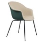 Gubi Stuhl 'Bat' Conic - Vorne gepolstert Black Matt, Dark Green, Hellgrau 128 - Velvet
