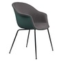 Gubi Stuhl 'Bat' Conic - Vorne gepolstert Black Matt, Dark Green, Taubengrau 129 - Velvet