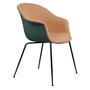 Gubi Stuhl 'Bat' Conic - Vorne gepolstert Black Matt, Dark Green, Rehkitz Beige 208 - Velvet