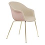 Gubi Stuhl 'Bat' Conic - Vorne gepolstert Brass Semi Matt, Sweet Pink, Hellgrau 128 - Velvet