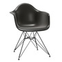Vitra Eames Plastic Armchair DAR ohne Sitzpolster 12 Tiefschwarz, Basic Dark 30 pulverbeschichtet (glatt), Filzgleiter basic dark für Hartboden 05