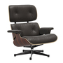 Vitra Lounge Chair / neue Masse / Filzgleiter für harte Boden Santos Palisander 05, Chocolate 68 - Leder Premium F, Aluminium poliert 03 / Tiefschwarz 12 pulverbeschichtet (glatt)