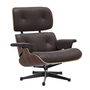 Vitra Lounge Chair / neue Masse / Filzgleiter für harte Boden Santos Palisander 05, Pflaume 87 - Leder Premium F, Aluminium poliert 03 / Tiefschwarz 12 pulverbeschichtet (glatt)