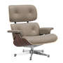 Vitra Lounge Chair / neue Masse / Filzgleiter für harte Boden Santos Palisander 05, Dark Sand 78 - Leder Natural F, Aluminium poliert 03