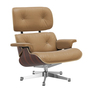Vitra Lounge Chair / neue Masse / Filzgleiter für harte Boden Santos Palisander 05, Caramel 01 - Leder Natural F, Aluminium poliert 03
