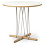 Carl Hansen & Søn E020 Embrace Table Laminate white, Oak oiled, Ø: 139.5 cm, Stainless steel 
