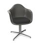Vitra Eames Fiberglas Armchair DAL mit Sitzpolster von Vitra 04 Elephant Hide Grey, Nero 66 - Hopsak, Aluminium poliert 03, Gleiter basic dark für Teppichboden 04