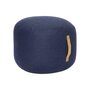 Huebsch Pouf m Lederhenkel Wolle blau - ø50 cm
