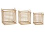Huebsch Korb M Griffe Viereckig Bambus 3Er Set - Natur