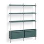 HAY Living Regalsystem Pier Combination 132 - Columns 2 von Hay Blau, Aluminium klar eloxiert