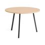 HAY Accessoires Loop Stand Table Round Ø: 105 cm / H: 74 cm, Eichenfurnier klar lackiert, Stahl pulverbeschichtet schwarz